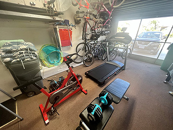 Exercise gym, beach gear and Bikes